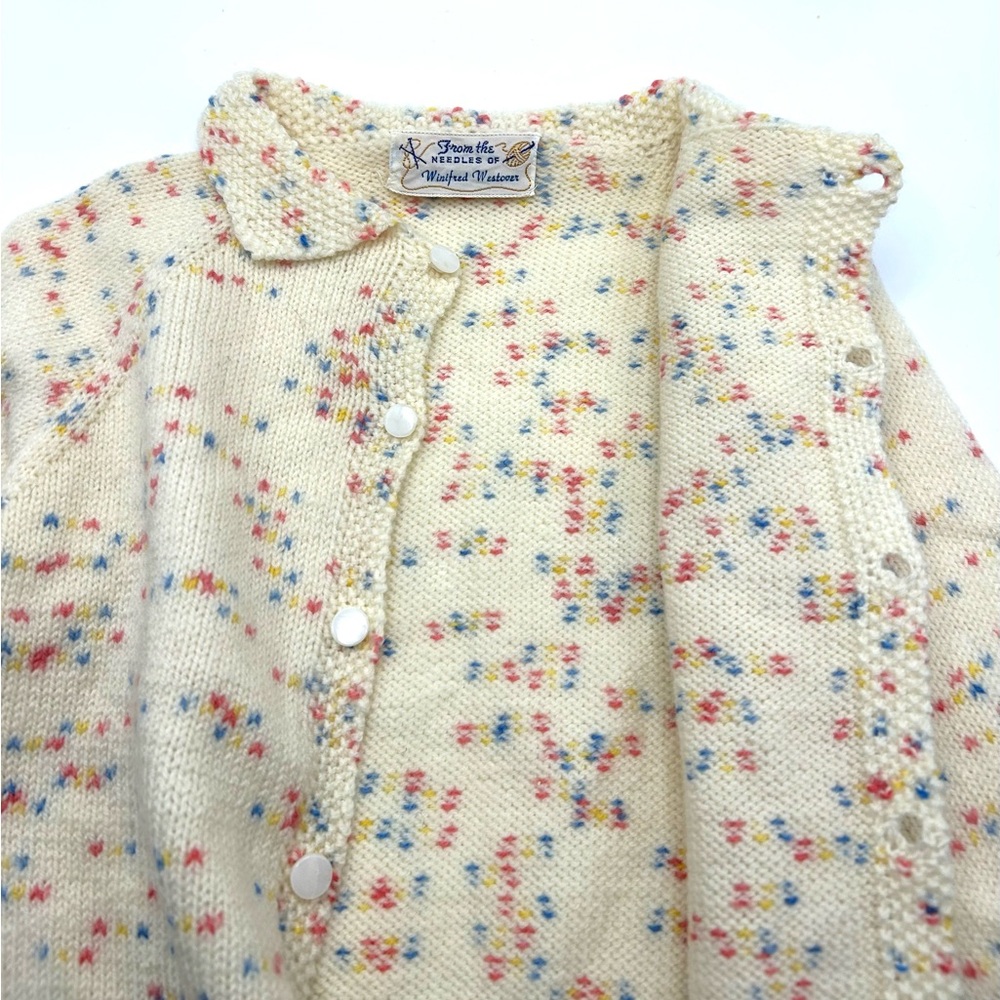 Cream Knit Baby Cardigan and Bonnet Set - Picture 3 of 9